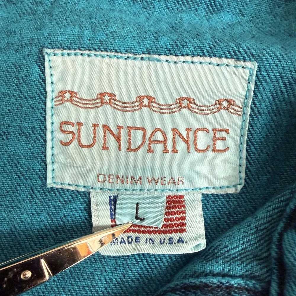 Vtg Sundance Denim Wear Jacket Pants Set Womens Sz L Acid Wash USA 90s 80s Artsy - Picture 6 of 16